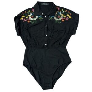 Vintage Black Embroidered Rodeo Bodysuit